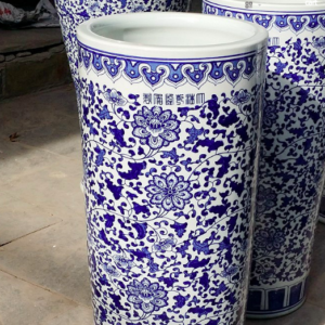 blue and white porcelain umbrella stand